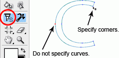 Specify corners. Do not specify curves.