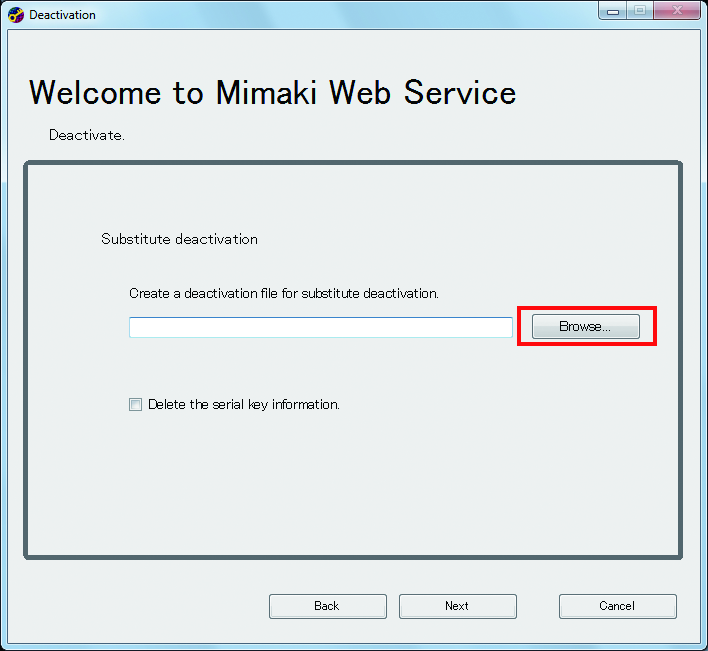 Deactivation File Creation Screen