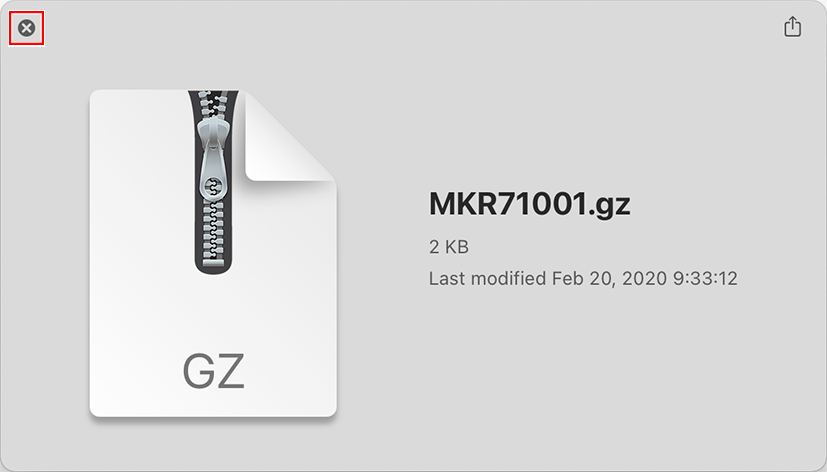 Close Quick Look scree