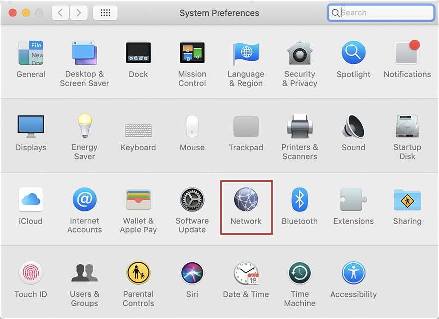 System Preferences screen