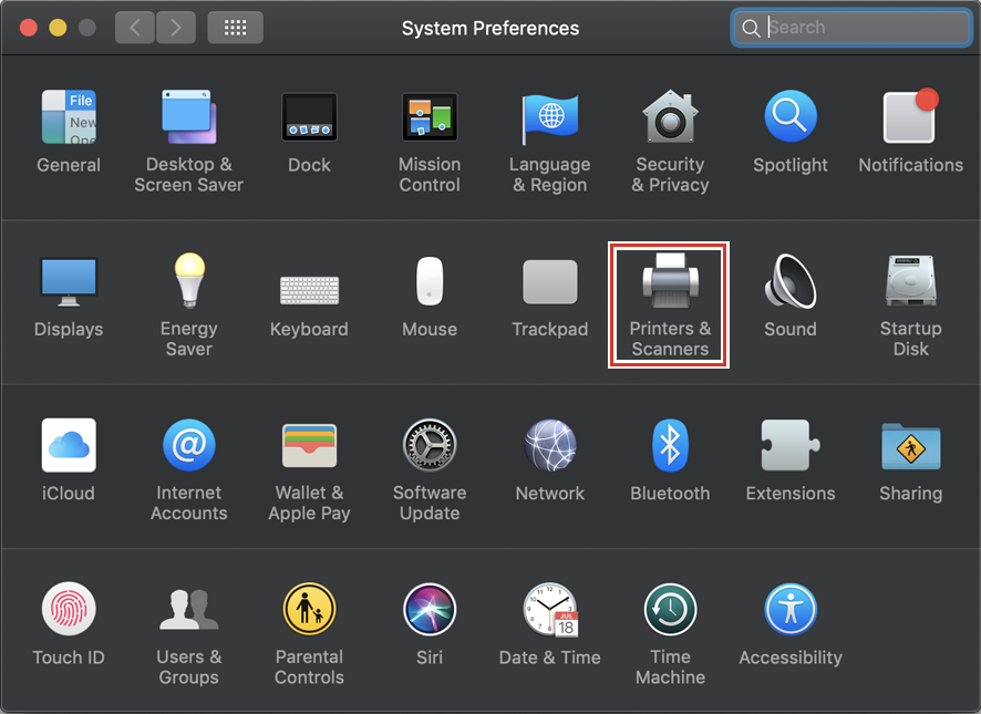 System Preferences screen