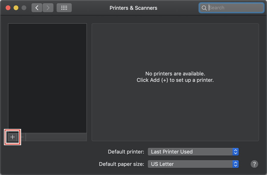 Printer and Scanner screen