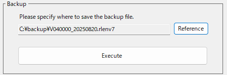 [R7 Environment Backup and Restore] Dialog