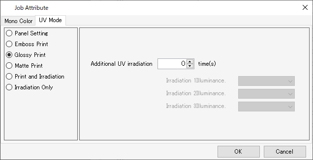 Glossy print setting screen