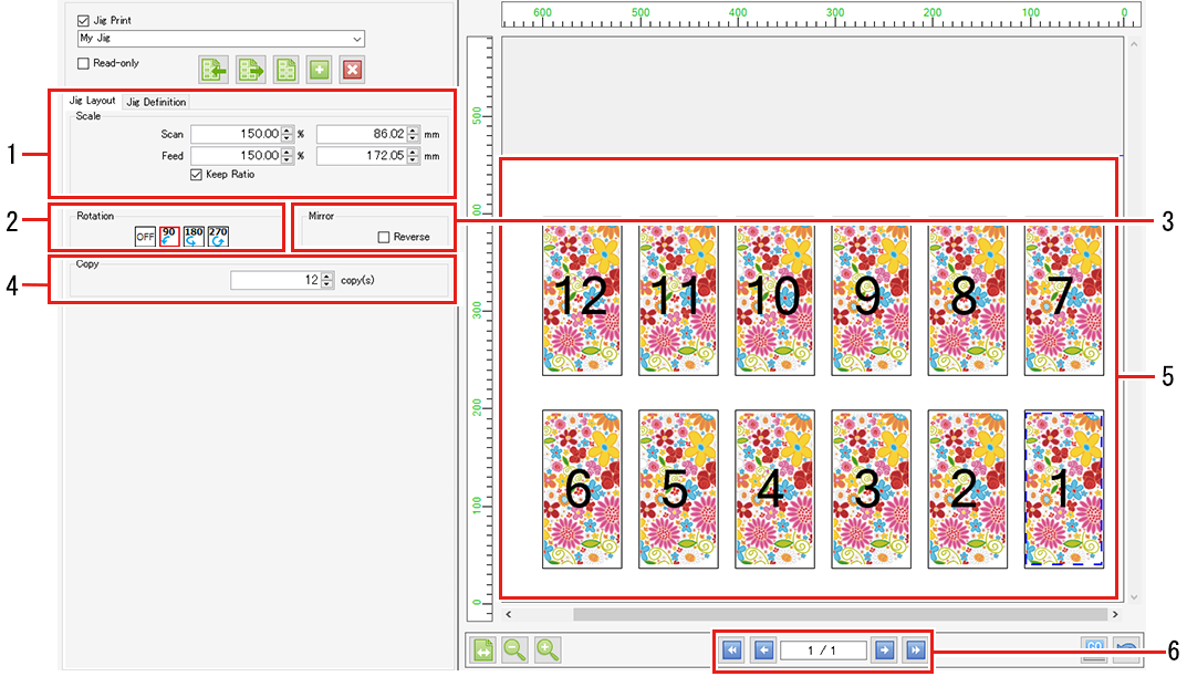 Screen configuration of jig layout printing_