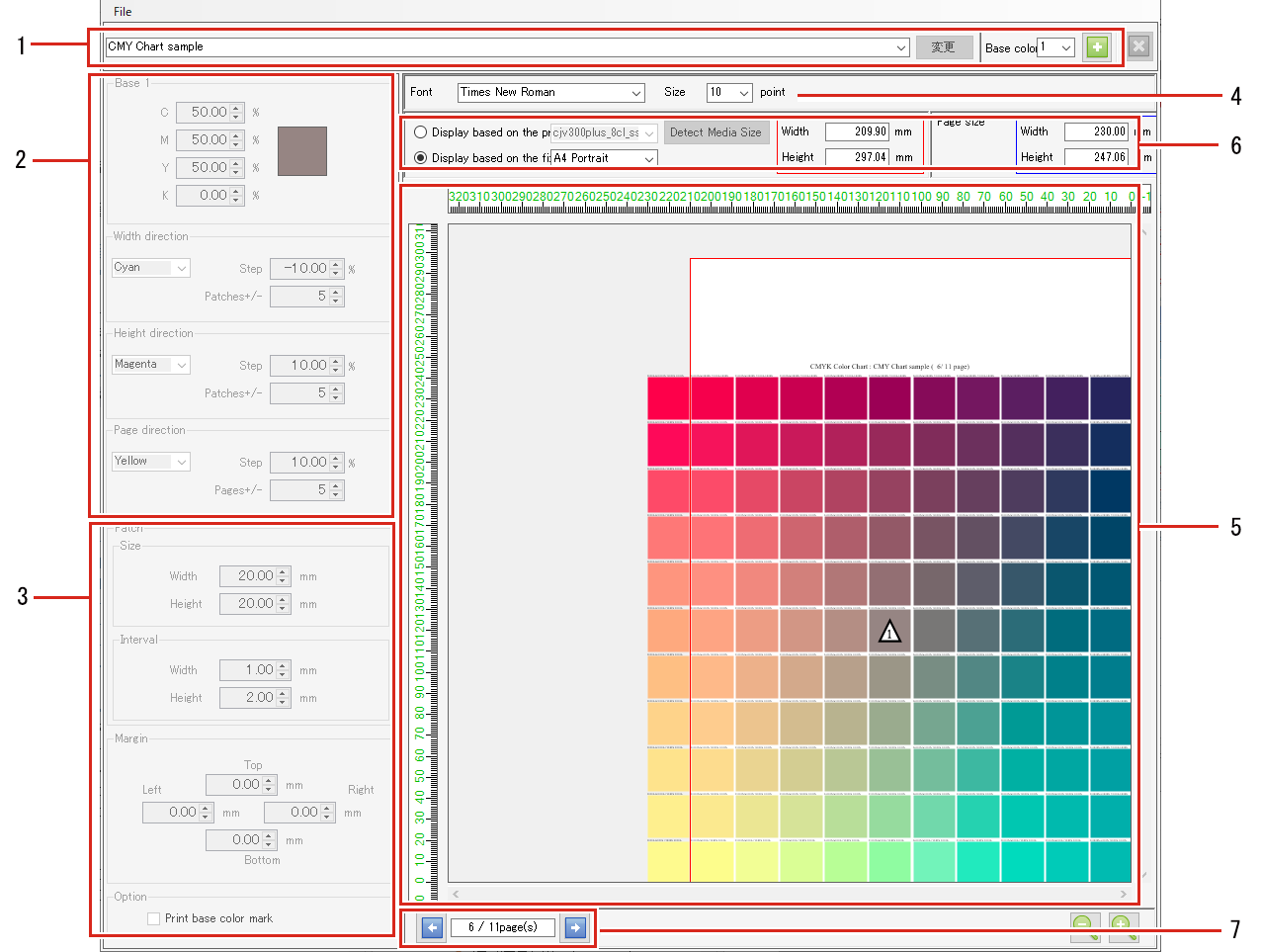 CMYK color chart screen_