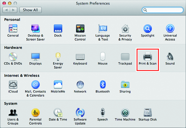 System Preferences screen
